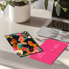 Cartão Postal Dia Internacional da Mulher Rosa Floral