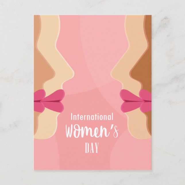Cartão Postal Dia Internacional das Mulheres Rosa (Frente)