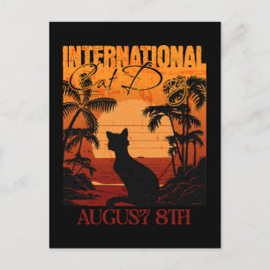 Cartão Postal Dia Internacional do Gato dos Sunset Retroativo