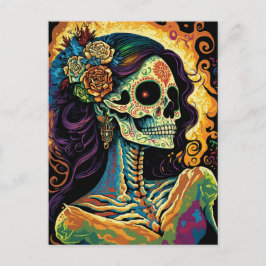 Cartão Postal Dia La Catrina da Arte Esquelética Mexicana Morta