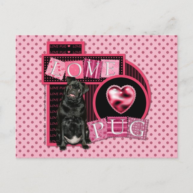 Cartão Postal Dia Mais Doce - Pug do Amor (Frente)