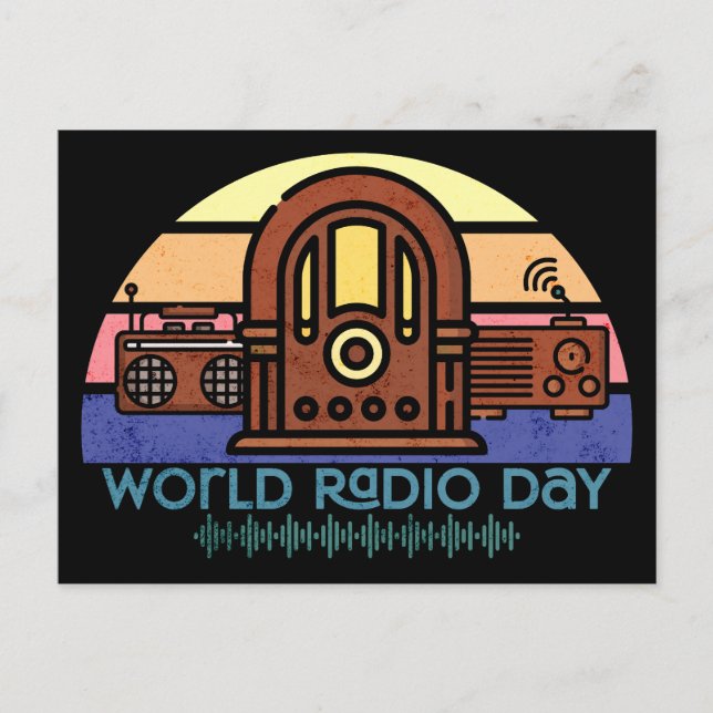 Cartão Postal Dia Mundial da Rádio de Retro (Frente)