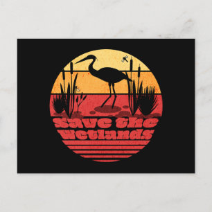 Cartão Postal Dia Mundial das Terras Úmidas Retro Sunset