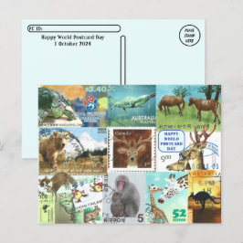 Cartão Postal Dia Mundial do Cartão-Postal - Colagem do Carimbo 