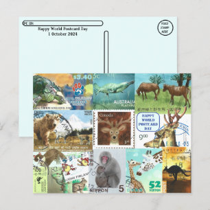 Cartão Postal Dia Mundial do Cartão-Postal - Colagem do Carimbo 