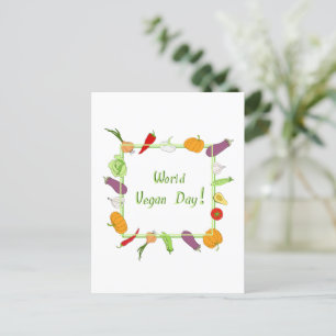 Cartão Postal Dia Mundial do Vegetariano Minimalista Fofo    