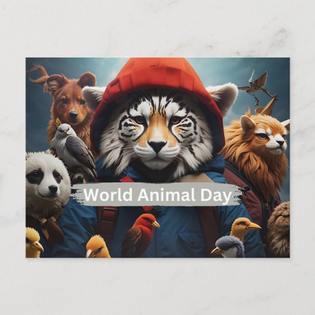 Cartão Postal Dia Mundial dos Animais (Frente)