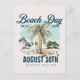 Cartão Postal Dia Nacional da Praia, prancha de surfe do vintage