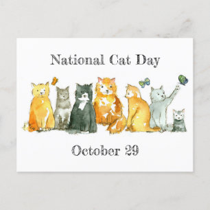 Cartão Postal Dia Nacional do Gato 29 de outubro Tuxedo Calico C