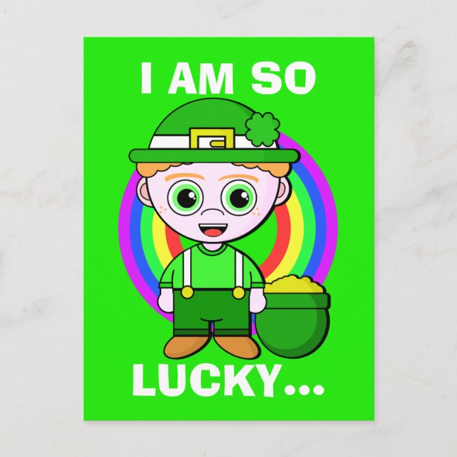 Cartão Postal Dia Personalizado de São Patrício, Lucky Leprechau (Frente)