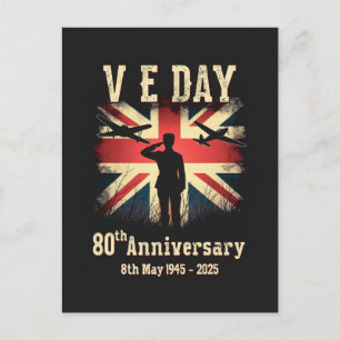 Cartão Postal Dia V-E 80º Aniversário Vitória na Europa II Guerr