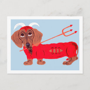 Cartão Postal Diabo Dachshund