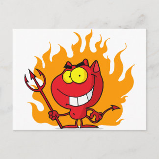 Cartão Postal Diabo De Grelha Com O Fork