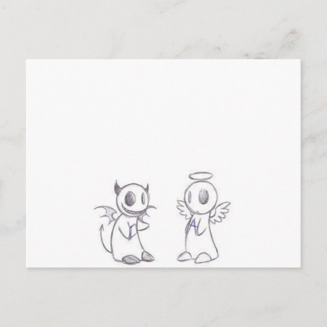 CARTÃO POSTAL DIABO E ANJO (Frente)