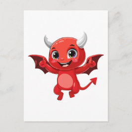 Cartão Postal Diabo voador de desenho animado fofo