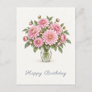 Cartão Postal Díadas Rosas Feliz Aniversário