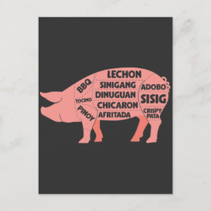 Cartão Postal Diagrama de churrasco Filipino Porcos de Porco Car