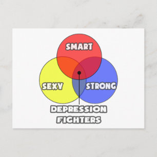 Cartão Postal Diagrama Venn.. Combater a Depressão