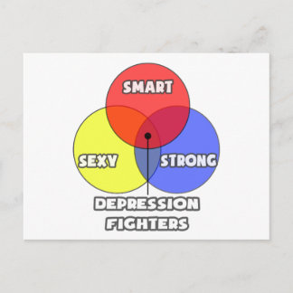 Cartão Postal Diagrama Venn.. Combater a Depressão