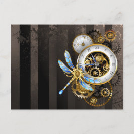 Cartão Postal Dials Steampunk com Dragonfly