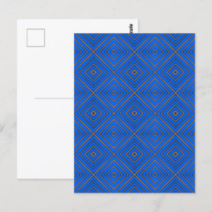 Cartão Postal Diamante Hipnótico Azul e Laranja Arte Pop Moderna