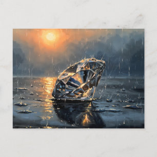 Cartão Postal Diamante Molhado - Arte de Melancolia em Estilo Im