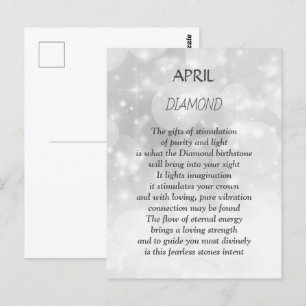 Cartão Postal Diamante Pedra de Nascimento de Abril