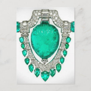 Cartão Postal Diamantes Emeralds Costume Jewelry Vintage Brooch