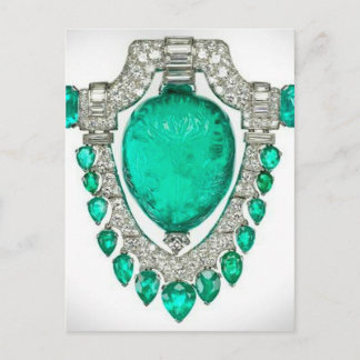 Cartão Postal Diamantes Emeralds Costume Jewelry Vintage Brooch