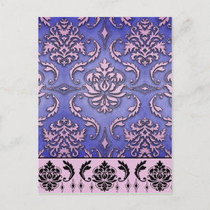 Cartão Postal Diamond Damask, TERRACINA em Roxo e Rosa