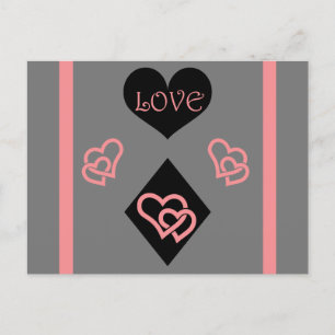 Cartão Postal Diamond Shape e Hearts "Love"
