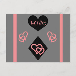 Cartão Postal Diamond Shape e Hearts "Love"