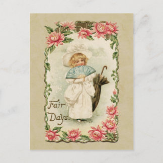 Cartão Postal Dias de Feira de Menina Vitoriana Reprodução Vinta
