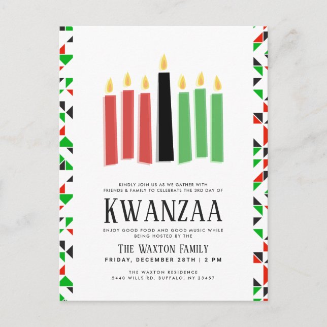 Cartão Postal Dias de Kwanzaa | Evento do Partido (Frente)