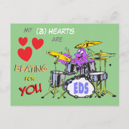 Cartão Postal Dias de os namorados Octopus Cartoon 3 Hearts Cust