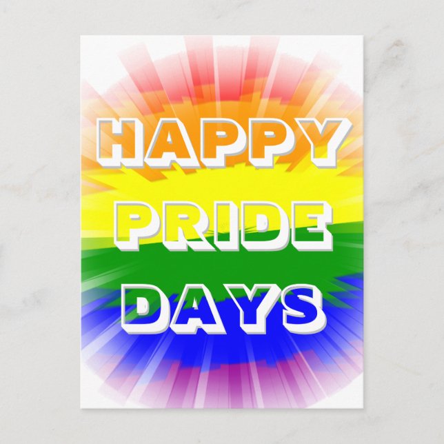 Cartão Postal Dias Felizes da Pride Explodindo Bandeira Arco-Íri (Frente)