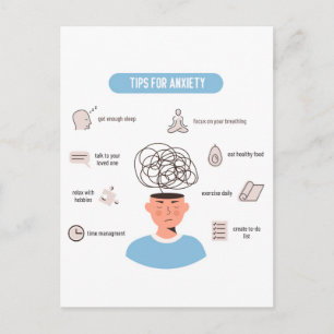 Cartão Postal Dicas de Ansiedade Arte Minimal de Saúde Mental