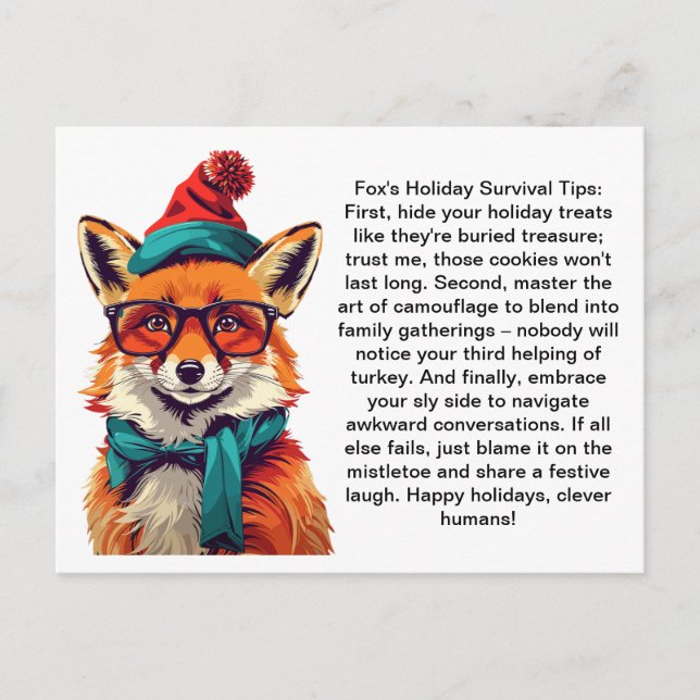 Cartão Postal Dicas De Sobrevivência Feriada Engraçadas De Uma R (Frente)