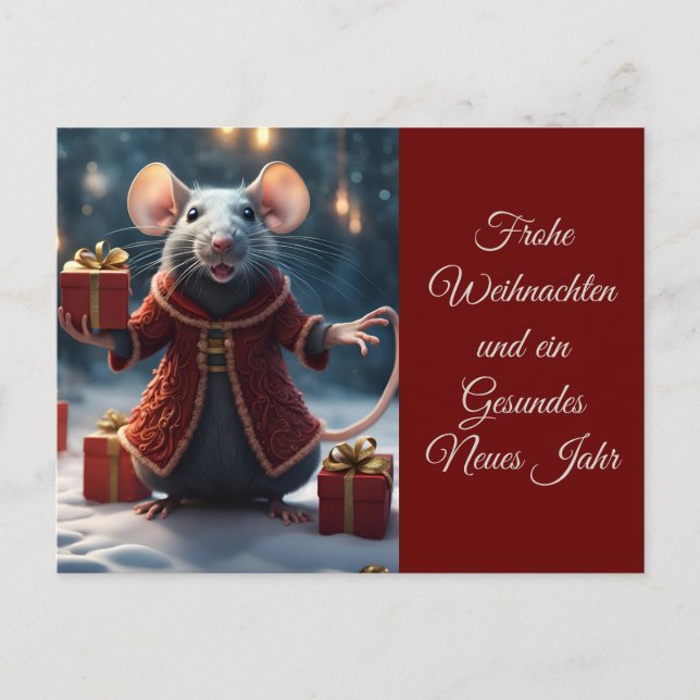 Cartão Postal Die kl. Ratte wünscht frohe Weihnachten (Frente)