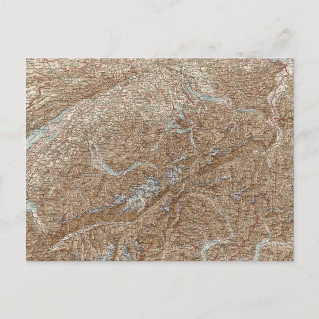 Cartão Postal Die Schweiz, Mapa do Atlas de Suiça (Frente)