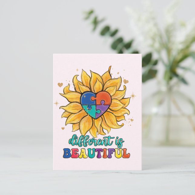 Cartão Postal Diferente é Belo Autismo (Em pé/Frente)