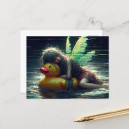 Cartão Postal Dificuldade em dormir num chão de piscina de pato