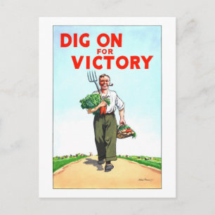 Cartão Postal "Dig On for Victory", Vintage Wartime Gardening