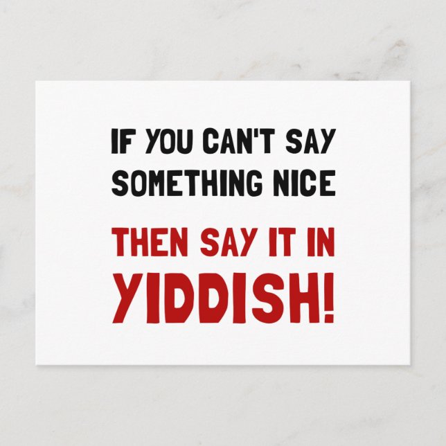 Cartão Postal Diga Isso Em Yiddish (Frente)