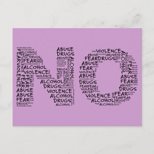 Cartão Postal Diga Não à Violência, Abuso, Drogas, Álcool e Medo (Frente)