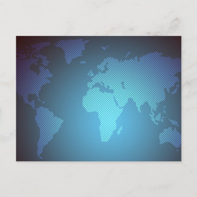 Cartão Postal Digital Dot World Map Gradient Art (Frente)