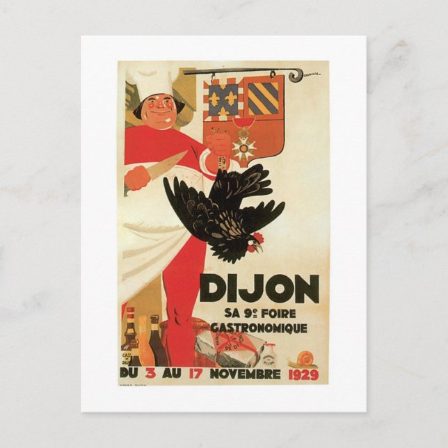 Cartão Postal Dijon Chicken Vintage Comida Anúncio (Frente)