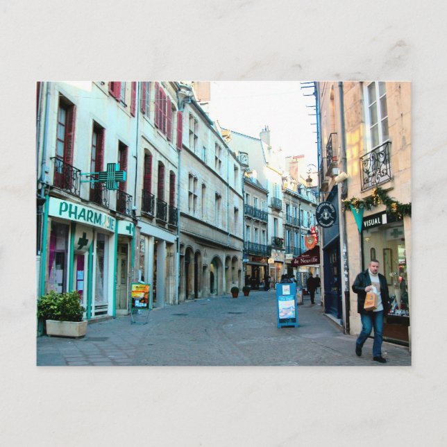 Cartão Postal Dijon, cidade antiga comprando área (Frente)