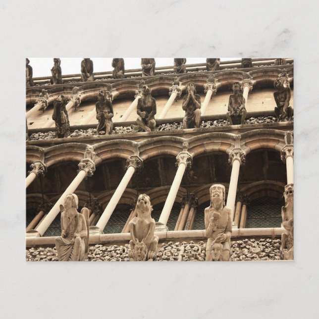 Cartão Postal Dijon, fascade catedral (Frente)