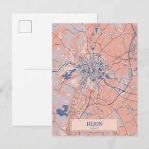Cartão Postal Dijon França Mapa da Cidade Ventilada Viagem